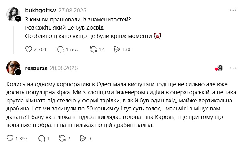 От Кузьмы до Кароль и Каменских: в Threads раскрыли неожиданные истории о звездах вне сцены